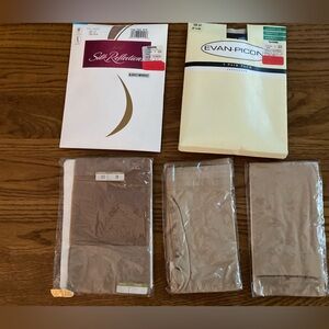 Vintage Lot Of Ladies Pantyhose Queen Size Navy Black Lt Beige Evan Picone 3